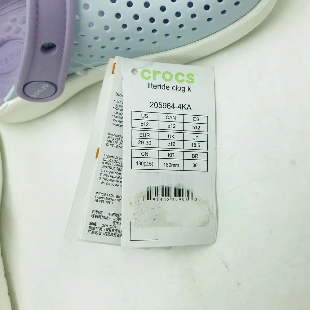 Crocs Kid's C12 Literide Clog K Blue Purple Lightweight Water Shoes Rubber NWT